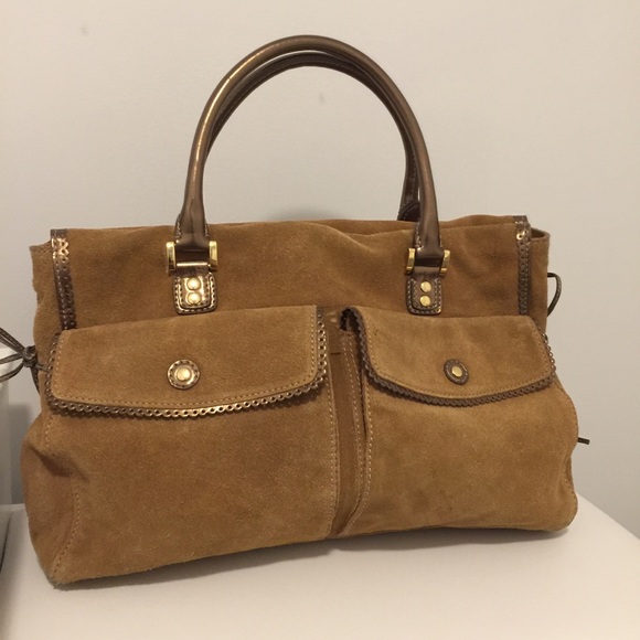 Aerosoles tan color large suede bag. - Picture 1 of 6